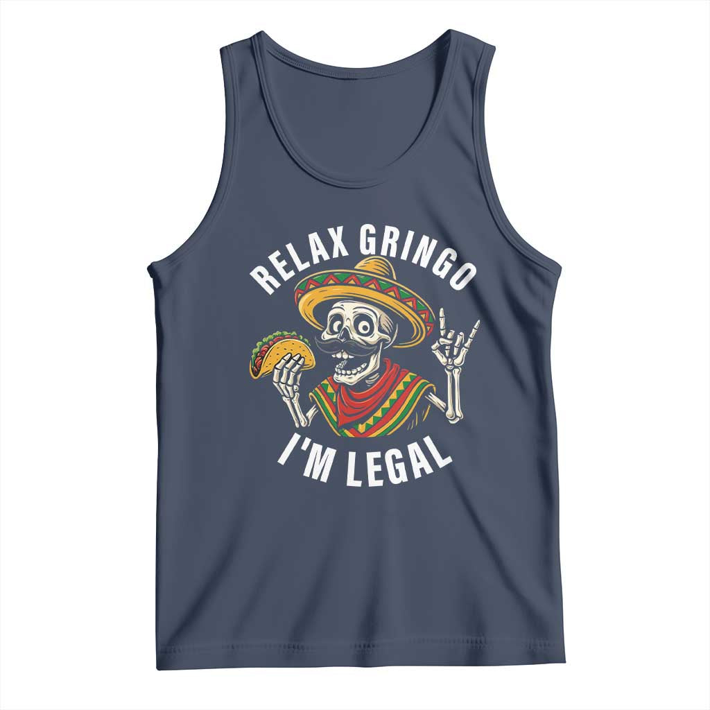 Cinco De Mayo Skeleton Tank Top Relax Gringo I'm Legal Poncho