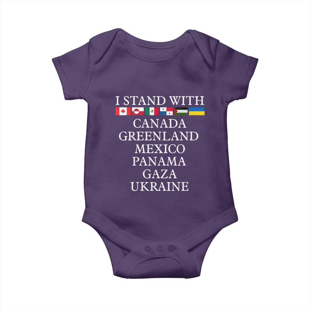 I Stand With Canada Greenland Mexico Panama Gaza Ukraine Baby Onesie