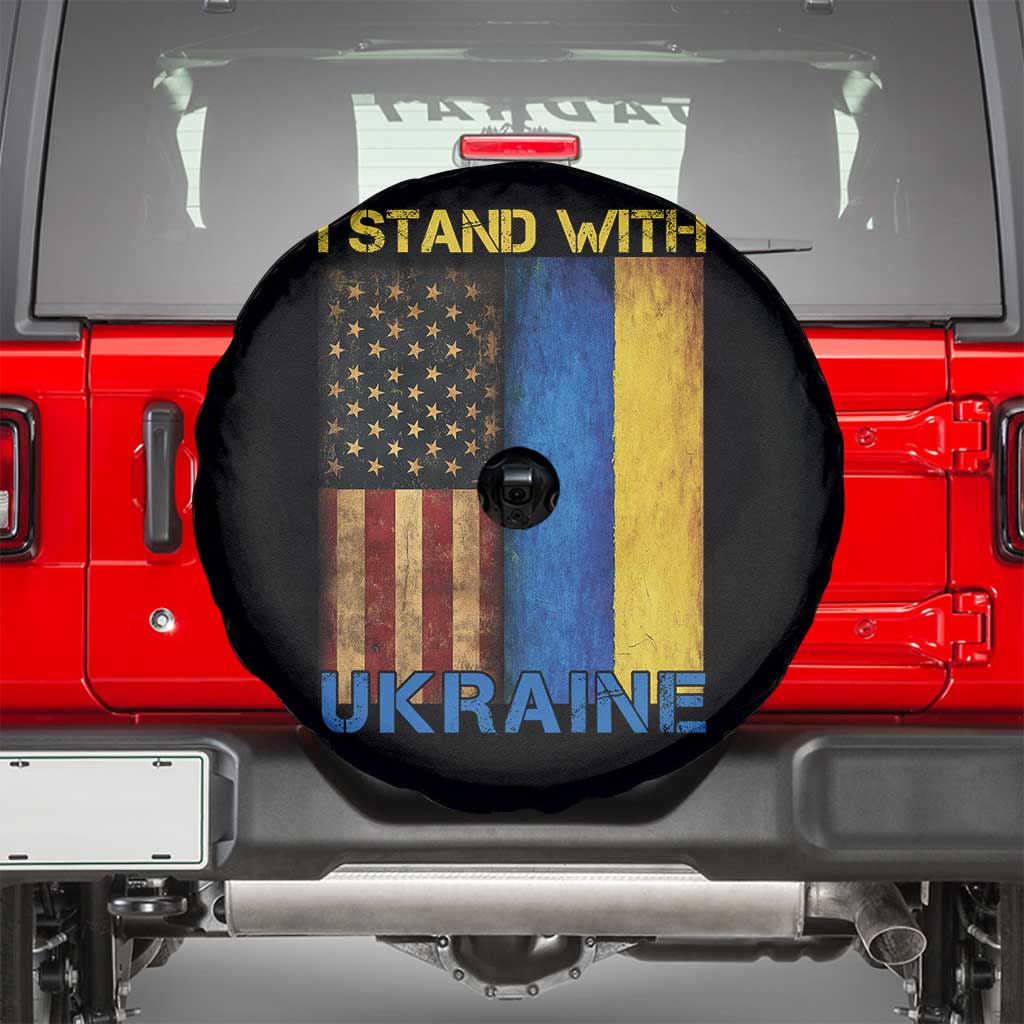 I Stand With Ukraine Spare Tire Cover Ukrainian American Flag