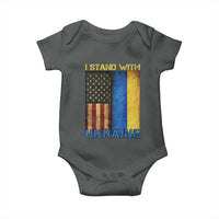 I Stand With Ukraine Baby Onesie Ukrainian American Flag