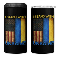I Stand With Ukraine 4 in 1 Can Cooler Tumbler Ukrainian American Flag