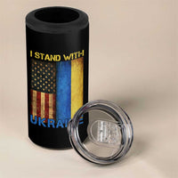 I Stand With Ukraine 4 in 1 Can Cooler Tumbler Ukrainian American Flag
