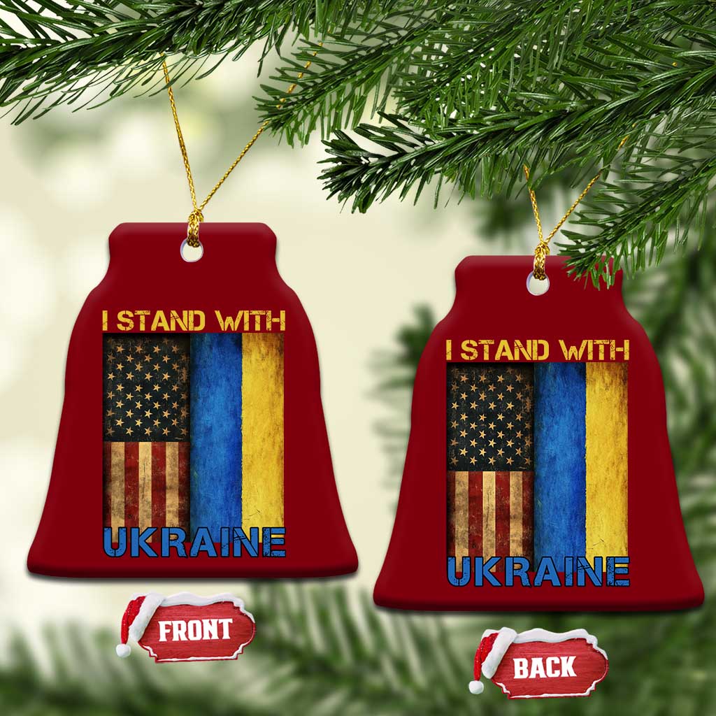 I Stand With Ukraine Ceramic Ornament Ukrainian American Flag - Wonder Print Shop
