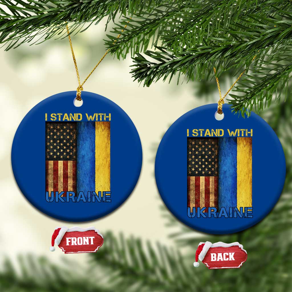 I Stand With Ukraine Ceramic Ornament Ukrainian American Flag - Wonder Print Shop