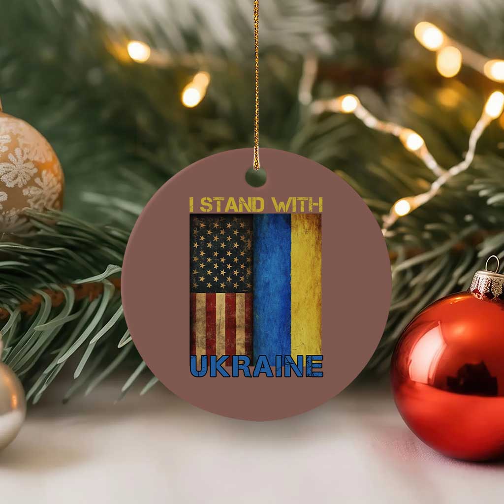 I Stand With Ukraine Ceramic Ornament Ukrainian American Flag - Wonder Print Shop