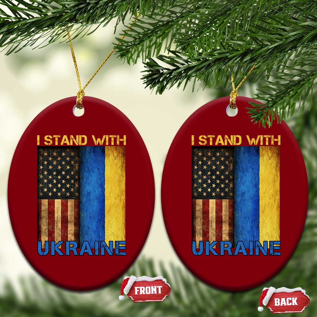 I Stand With Ukraine Ceramic Ornament Ukrainian American Flag - Wonder Print Shop