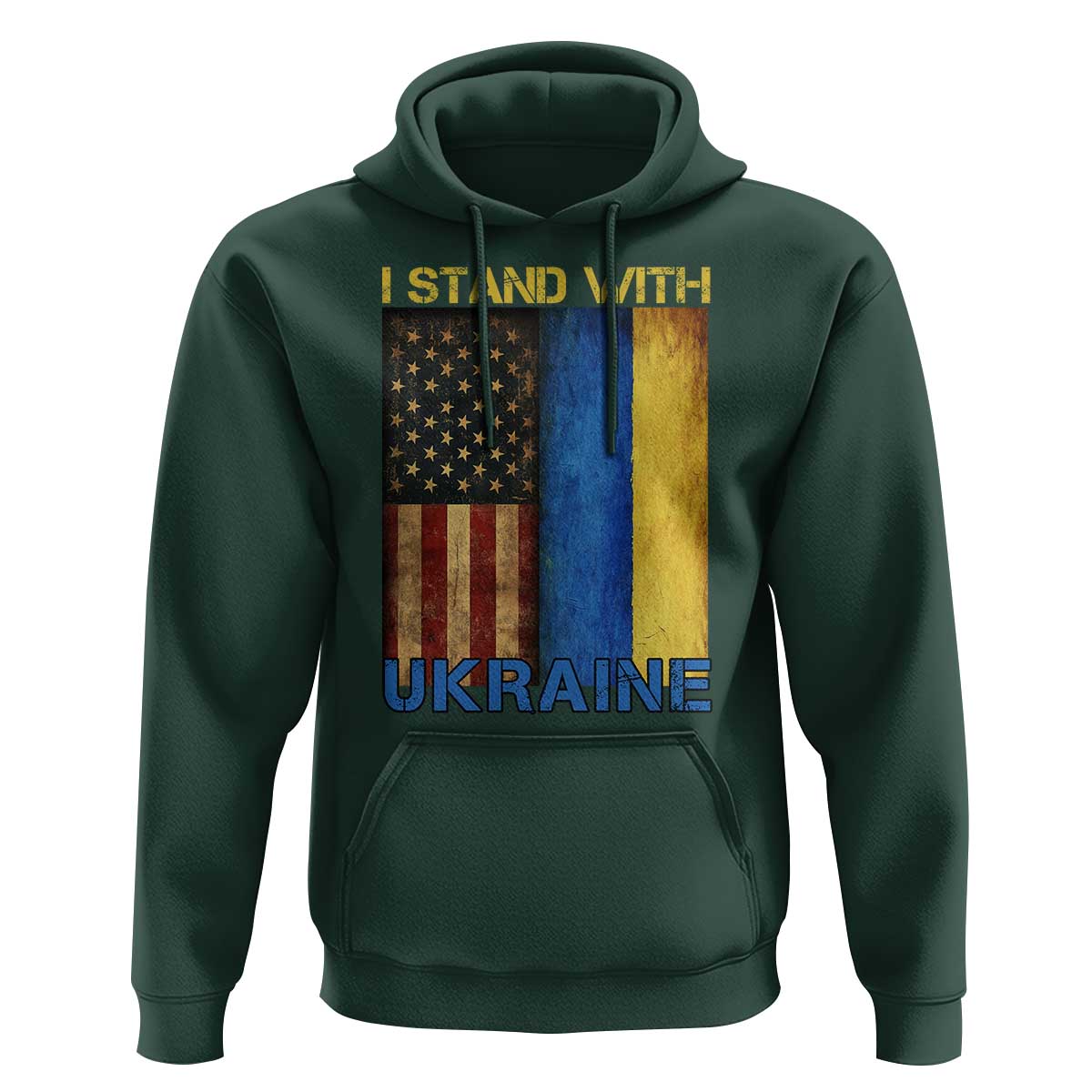 I Stand With Ukraine Hoodie Ukrainian American Flag