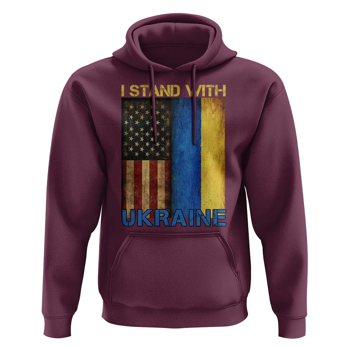 I Stand With Ukraine Hoodie Ukrainian American Flag