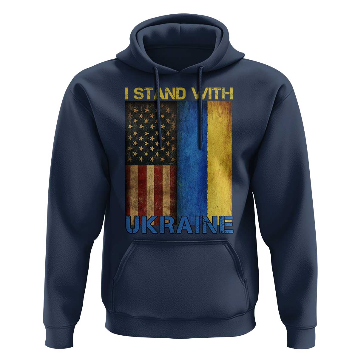 I Stand With Ukraine Hoodie Ukrainian American Flag