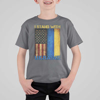 I Stand With Ukraine T Shirt For Kid Ukrainian American Flag