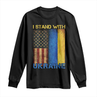 I Stand With Ukraine Long Sleeve Shirt Ukrainian American Flag