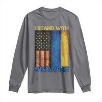 I Stand With Ukraine Long Sleeve Shirt Ukrainian American Flag