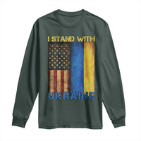 I Stand With Ukraine Long Sleeve Shirt Ukrainian American Flag