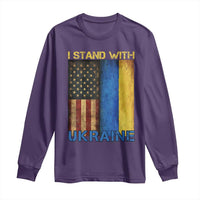 I Stand With Ukraine Long Sleeve Shirt Ukrainian American Flag