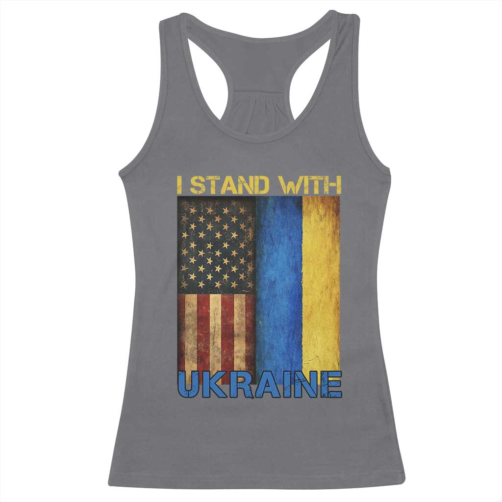 I Stand With Ukraine Racerback Tank Top Ukrainian American Flag