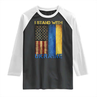 I Stand With Ukraine Raglan Shirt Ukrainian American Flag