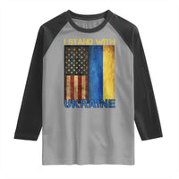 I Stand With Ukraine Raglan Shirt Ukrainian American Flag
