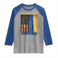 I Stand With Ukraine Raglan Shirt Ukrainian American Flag