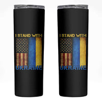 I Stand With Ukraine Skinny Tumbler Ukrainian American Flag