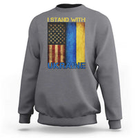 I Stand With Ukraine Sweatshirt Ukrainian American Flag