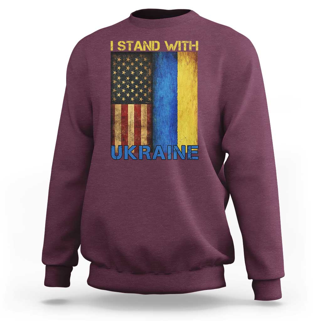 I Stand With Ukraine Sweatshirt Ukrainian American Flag