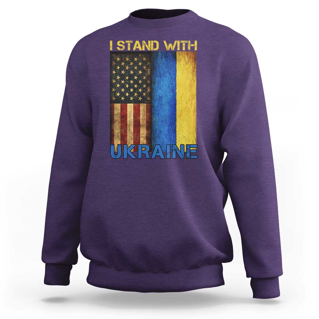 I Stand With Ukraine Sweatshirt Ukrainian American Flag