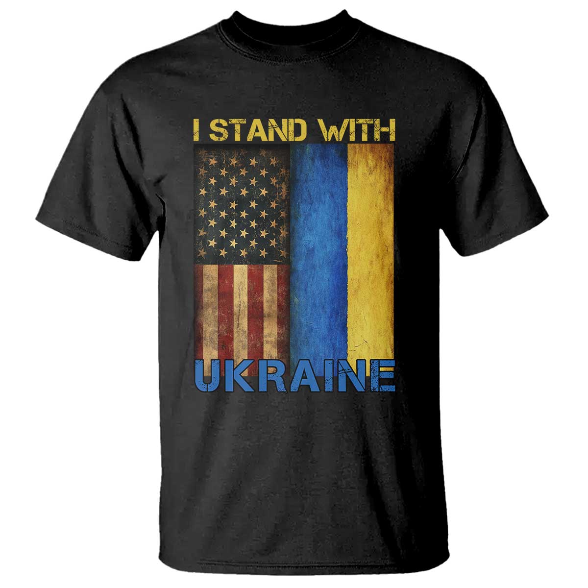 I Stand With Ukraine T Shirt Ukrainian American Flag