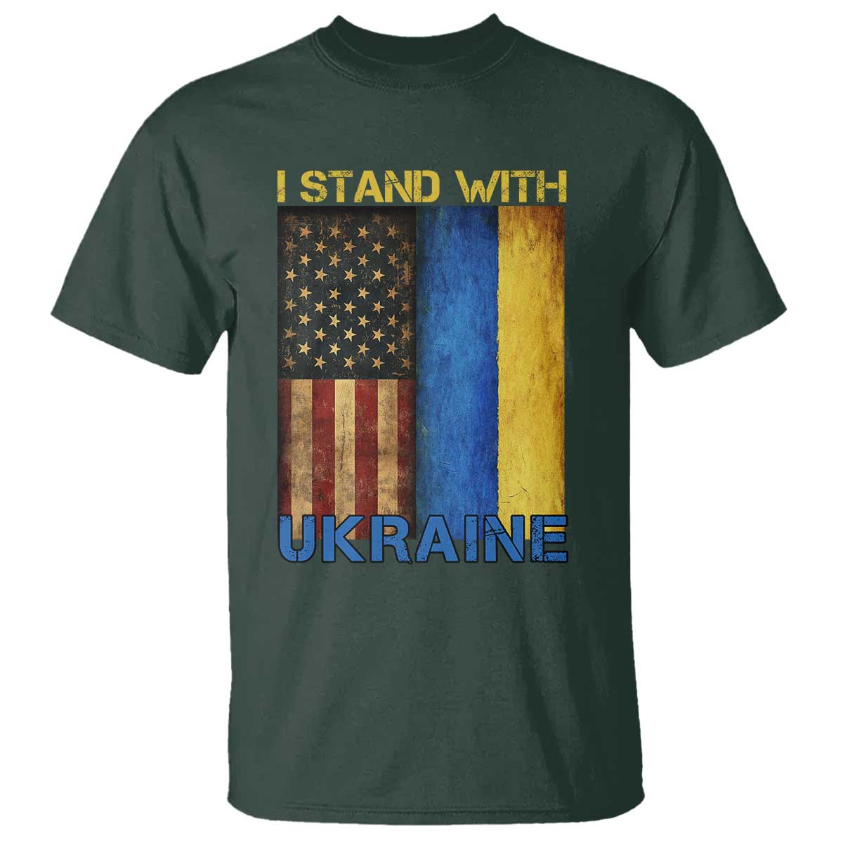 I Stand With Ukraine T Shirt Ukrainian American Flag