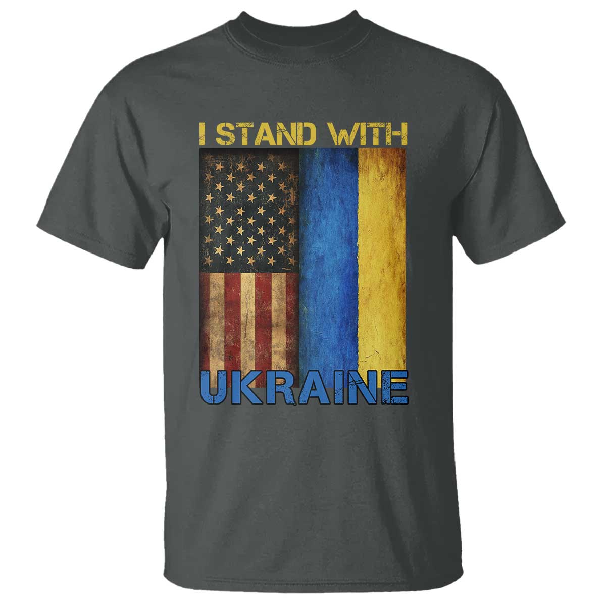 I Stand With Ukraine T Shirt Ukrainian American Flag
