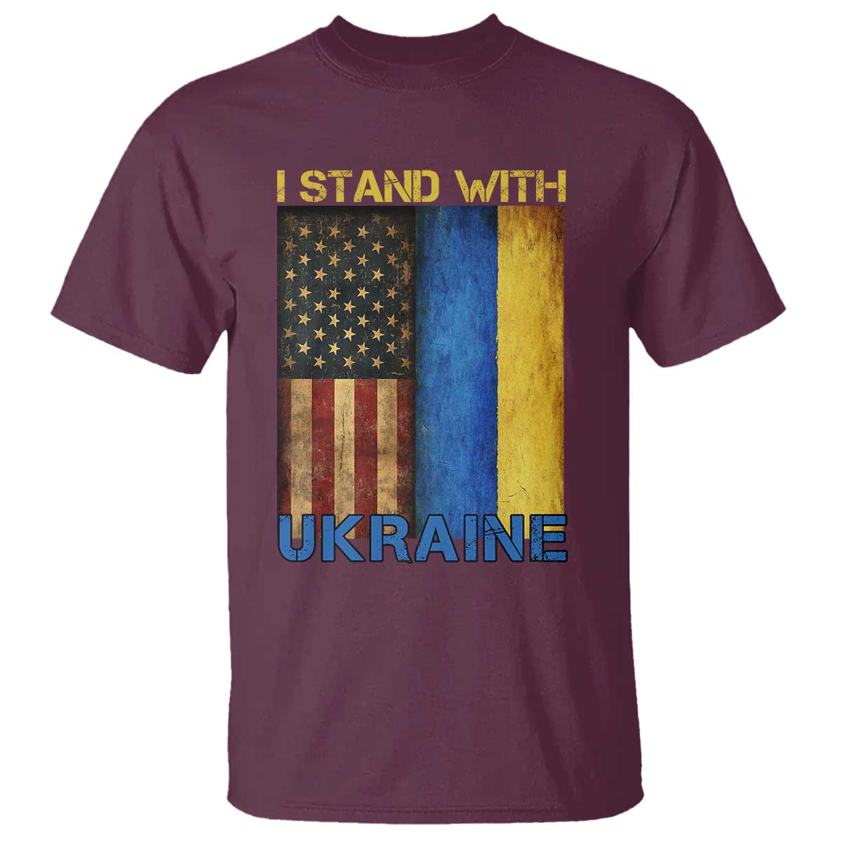I Stand With Ukraine T Shirt Ukrainian American Flag