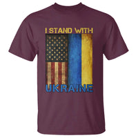 I Stand With Ukraine T Shirt Ukrainian American Flag