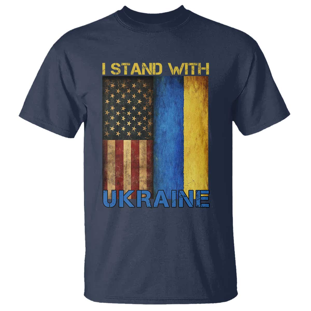 I Stand With Ukraine T Shirt Ukrainian American Flag