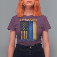 I Stand With Ukraine T Shirt For Women Ukrainian American Flag