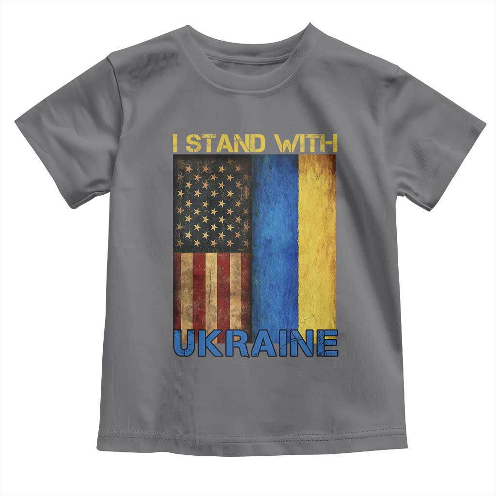 I Stand With Ukraine Toddler T Shirt Ukrainian American Flag