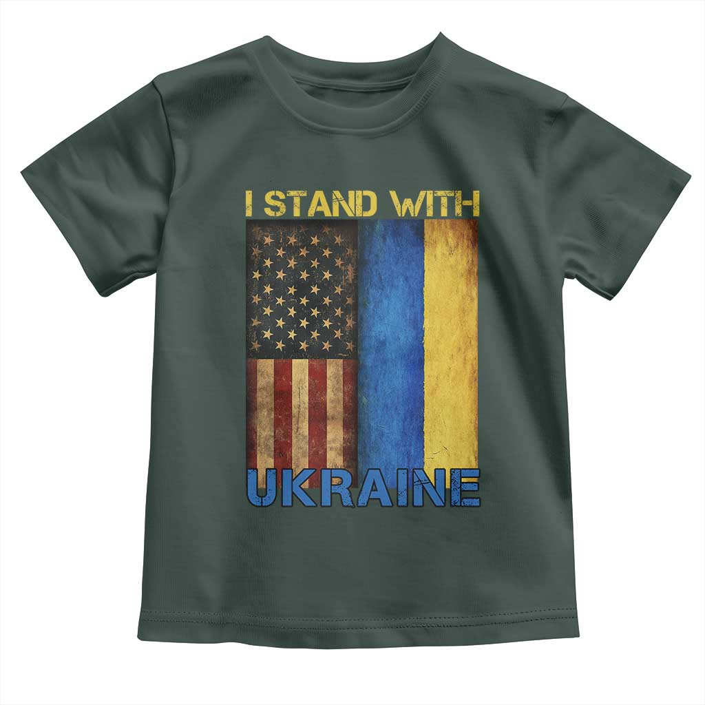 I Stand With Ukraine Toddler T Shirt Ukrainian American Flag