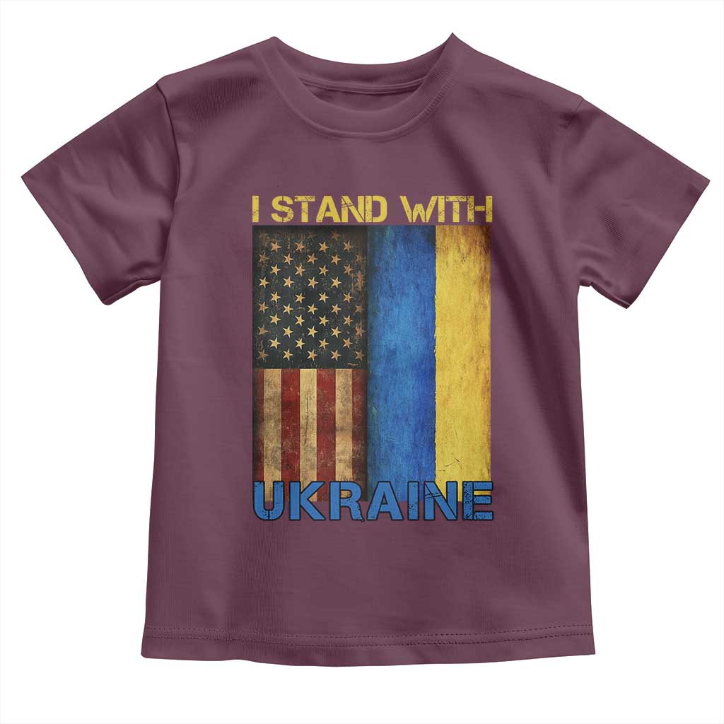 I Stand With Ukraine Toddler T Shirt Ukrainian American Flag