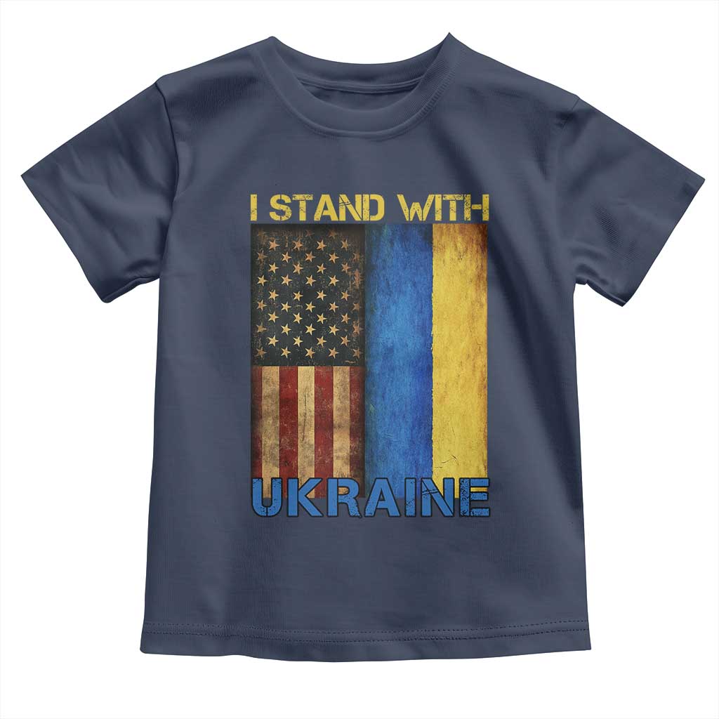 I Stand With Ukraine Toddler T Shirt Ukrainian American Flag