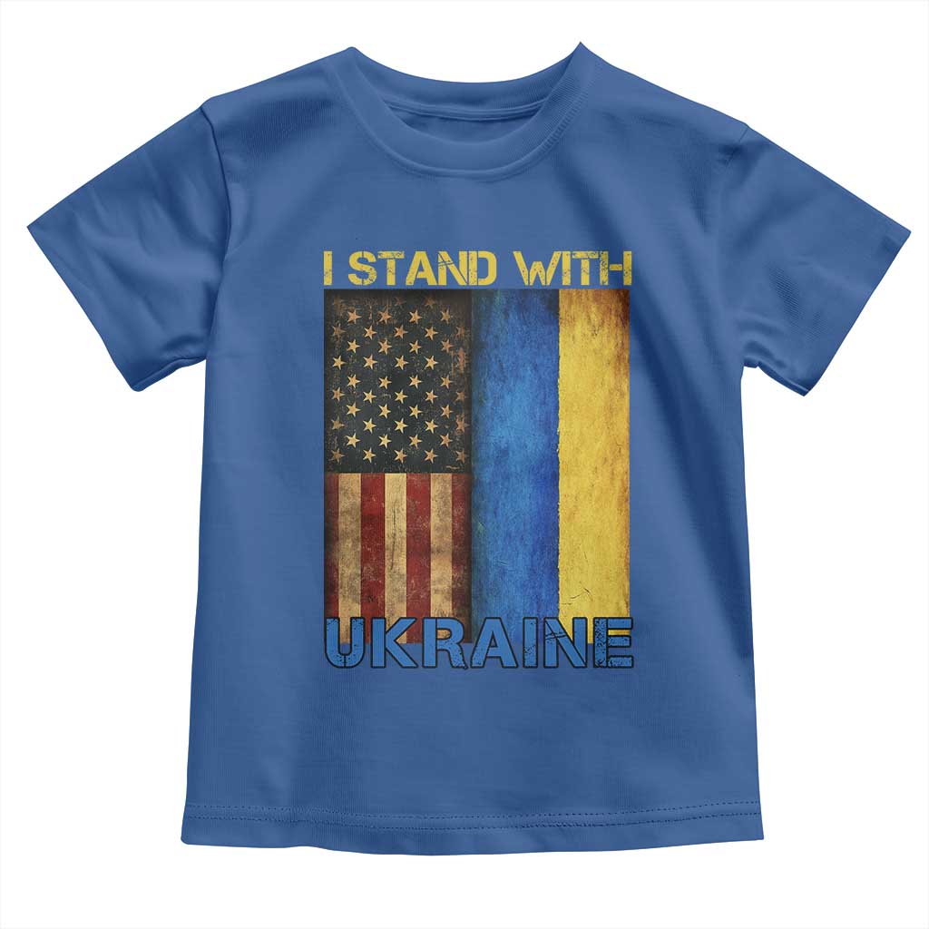 I Stand With Ukraine Toddler T Shirt Ukrainian American Flag