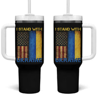 I Stand With Ukraine Tumbler With Handle Ukrainian American Flag