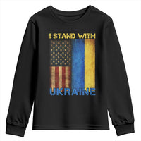 I Stand With Ukraine Youth Sweatshirt Ukrainian American Flag