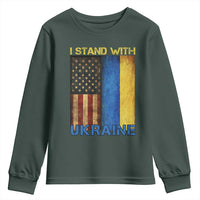 I Stand With Ukraine Youth Sweatshirt Ukrainian American Flag