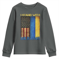 I Stand With Ukraine Youth Sweatshirt Ukrainian American Flag