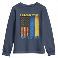 I Stand With Ukraine Youth Sweatshirt Ukrainian American Flag