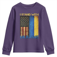 I Stand With Ukraine Youth Sweatshirt Ukrainian American Flag