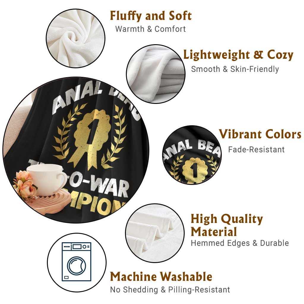 Anal Bead Tug O War Champion Funny Offensive Throw Blanket Inappropriate Adult Humor Gold - Wonder Print Shop