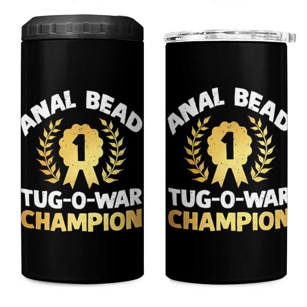 Anal Bead Tug O War Champion Funny Offensive 4 in 1 Can Cooler Tumbler Inappropriate Adult Humor Gold - Wonder Print Shop