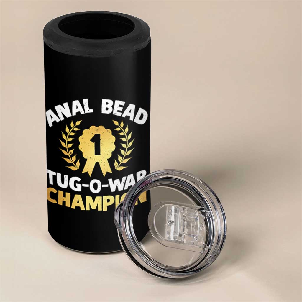 Anal Bead Tug O War Champion Funny Offensive 4 in 1 Can Cooler Tumbler Inappropriate Adult Humor Gold - Wonder Print Shop