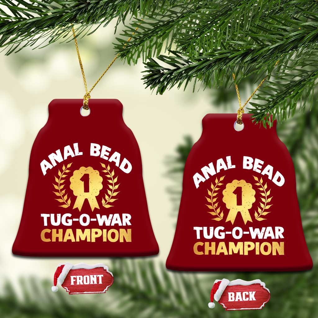 Anal Bead Tug O War Champion Funny Offensive Ceramic Ornament Inappropriate Adult Humor Gold - Wonder Print Shop