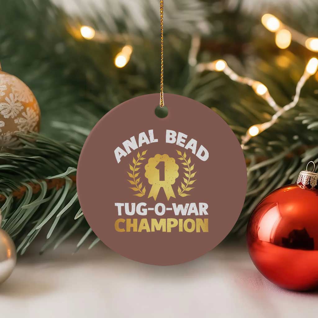 Anal Bead Tug O War Champion Funny Offensive Ceramic Ornament Inappropriate Adult Humor Gold - Wonder Print Shop