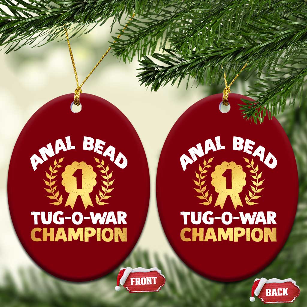 Anal Bead Tug O War Champion Funny Offensive Ceramic Ornament Inappropriate Adult Humor Gold - Wonder Print Shop